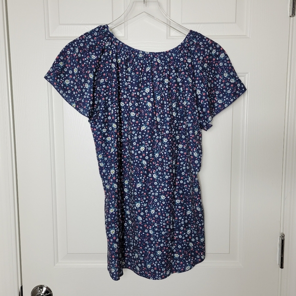 SimpleFun Women's Large Tie Front Blue Floral Top - Picture 8 of 11